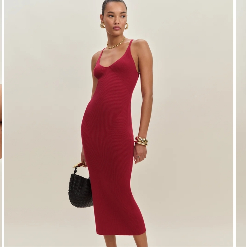 Reformation Dahlia Cotton Sweater Dress Red - Size S